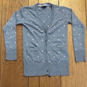 GAP Kids Gray Cardigan with Pink Heart Accents